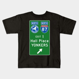 New York Thruway Northbound Exit 1: Hall Place Yonkers Kids T-Shirt